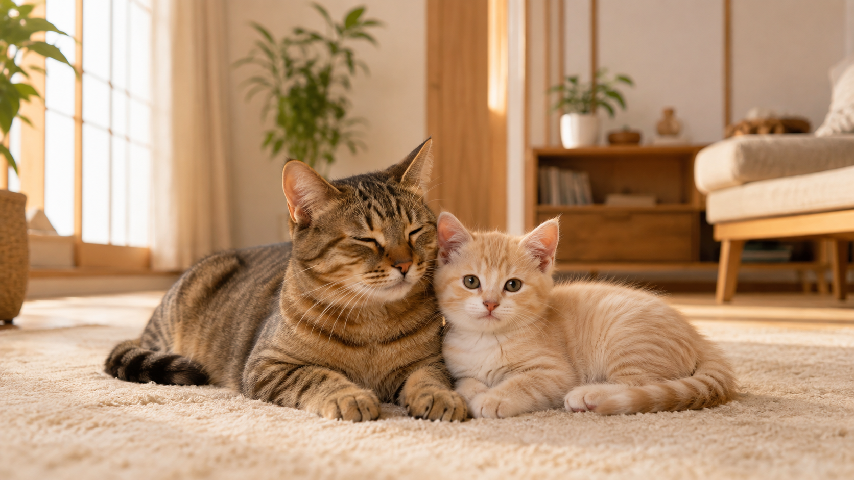 猫と家族の思い出を表す写真