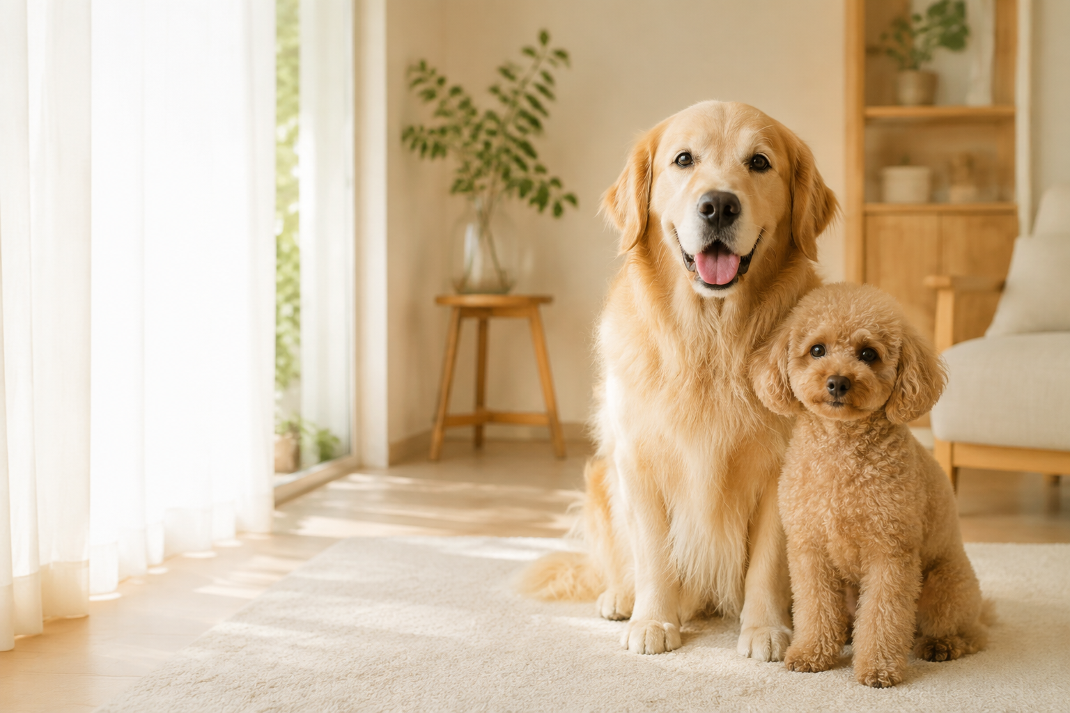 全身が見える2匹の犬の写真